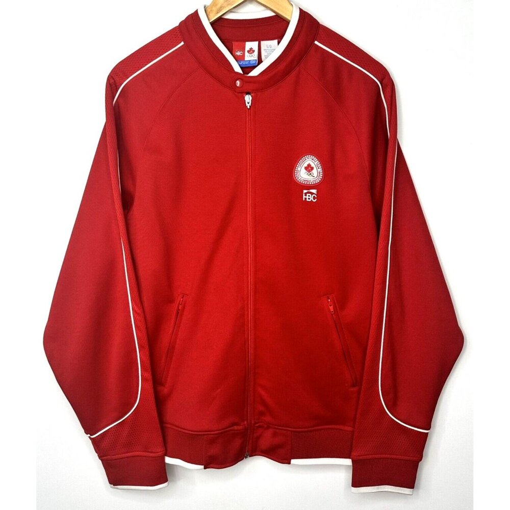 Hudson's Bay Mens Track Jacket HBC CANADA 2006 Olympic Full Zip Red Size L